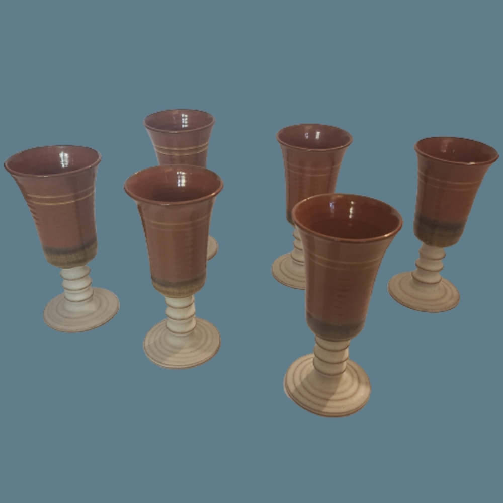 Handmade Studio Pottery Goblets Set of 6